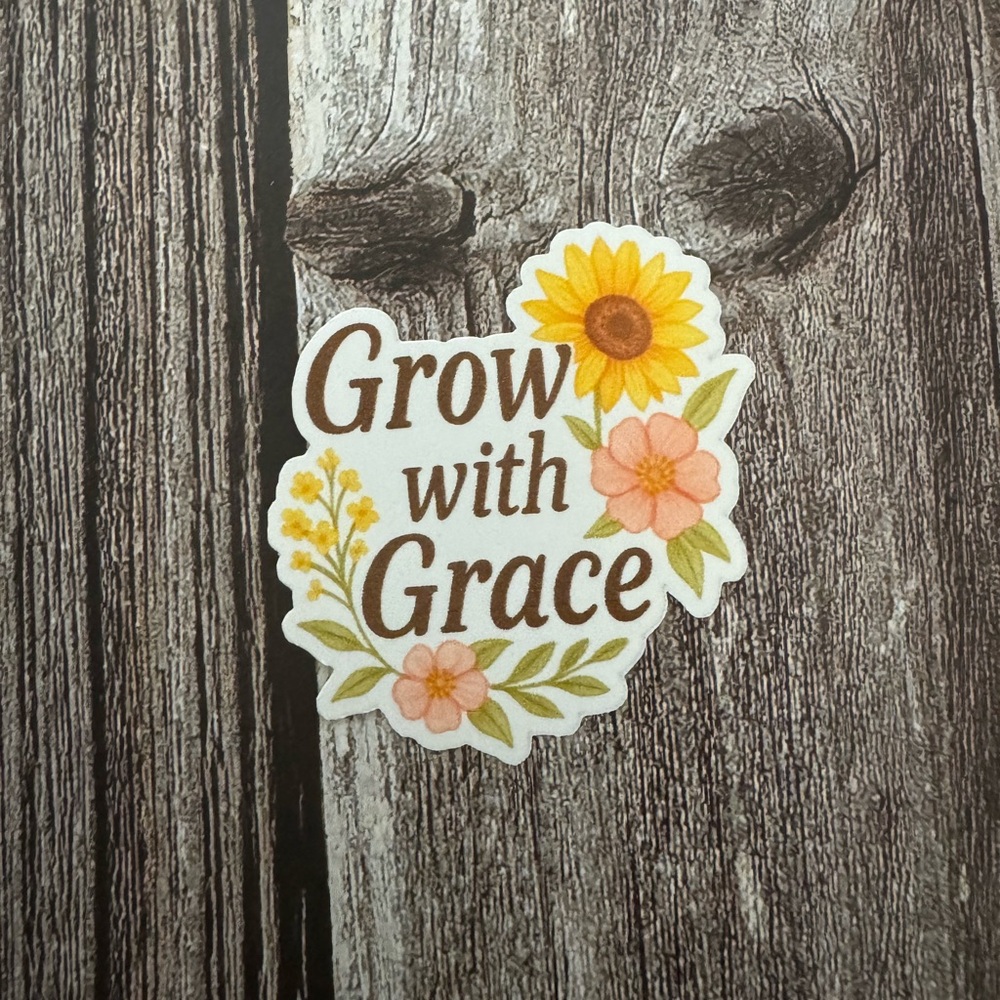 Floral 'Grow with Grace' Sticker